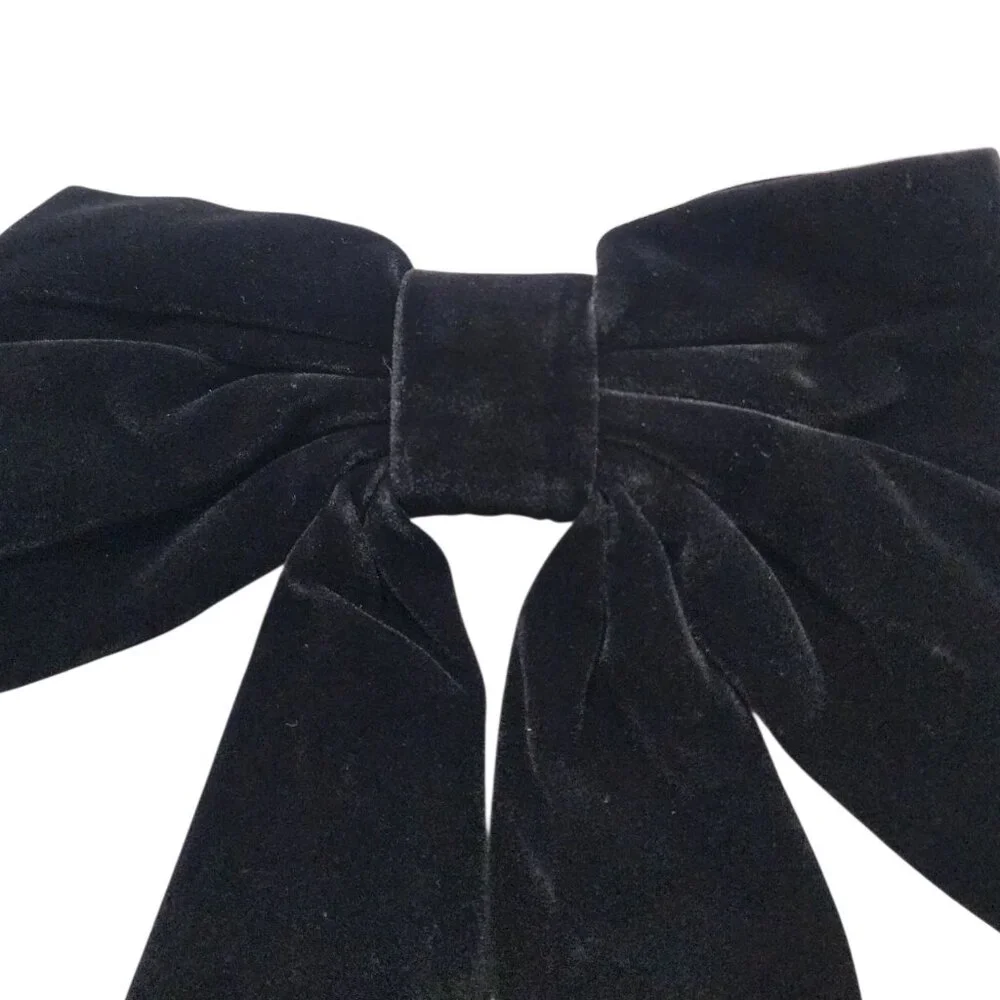 Commense large Black Hair Bow with Long Tail Black Bow Hair Clip with Metal Clip